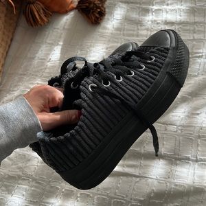 Black on black platform Converse